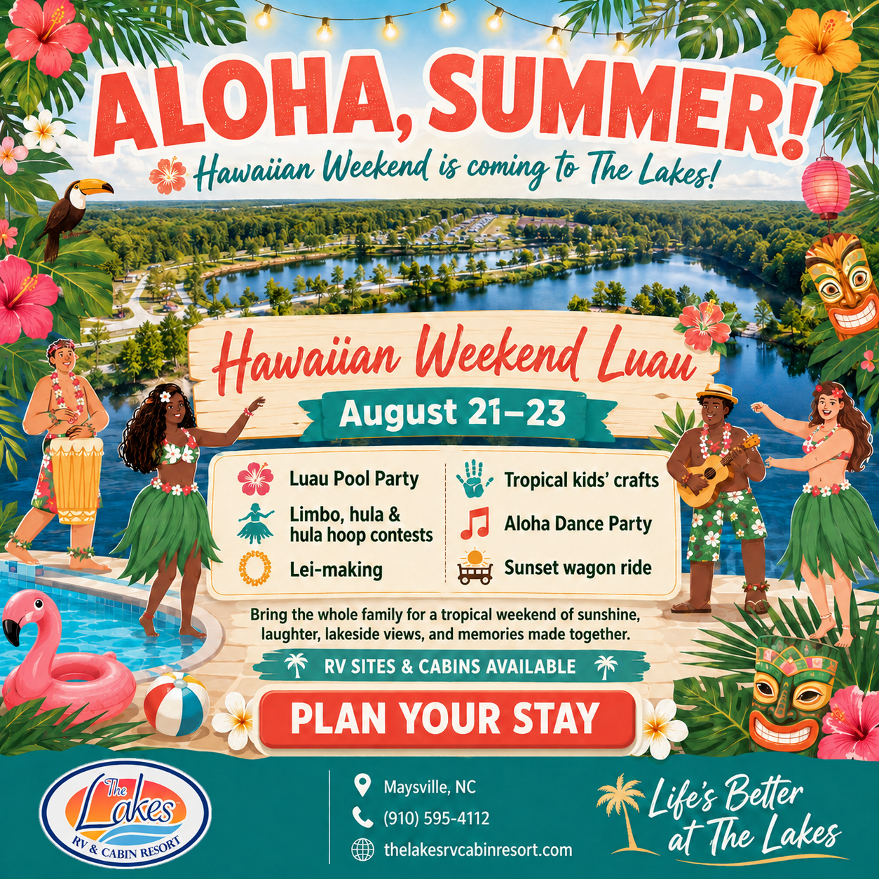 Hawaiian Weekend Luau at The Lakes RV & Cabin Resort